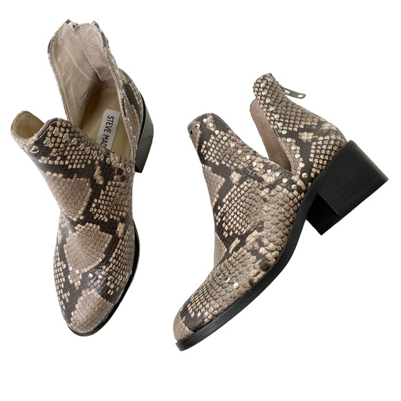 Steve Madden Conspire Studded Snakeskin Genuine Leather Booties Size 8.5 - Picture 3 of 9
